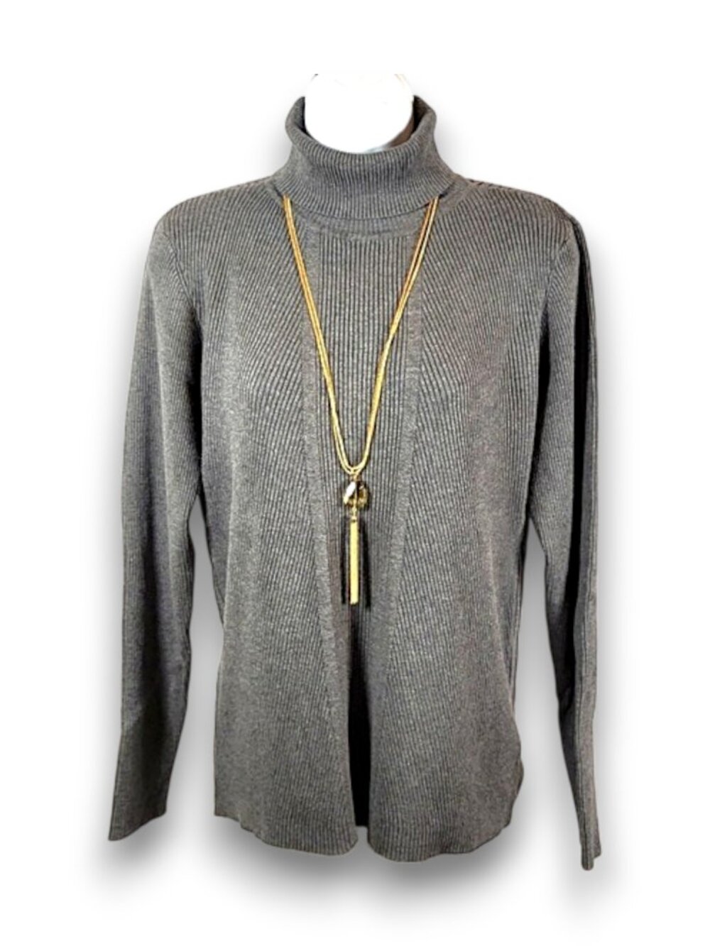 Cato Gray Stretch Ribbed Turtleneck Sweater – Plus Size 18/20W - Picture 7 of 10